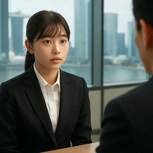 シンガポールで面接を受ける女性