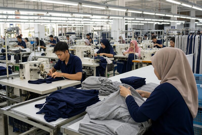 マレーシアのアパレル工場の現場