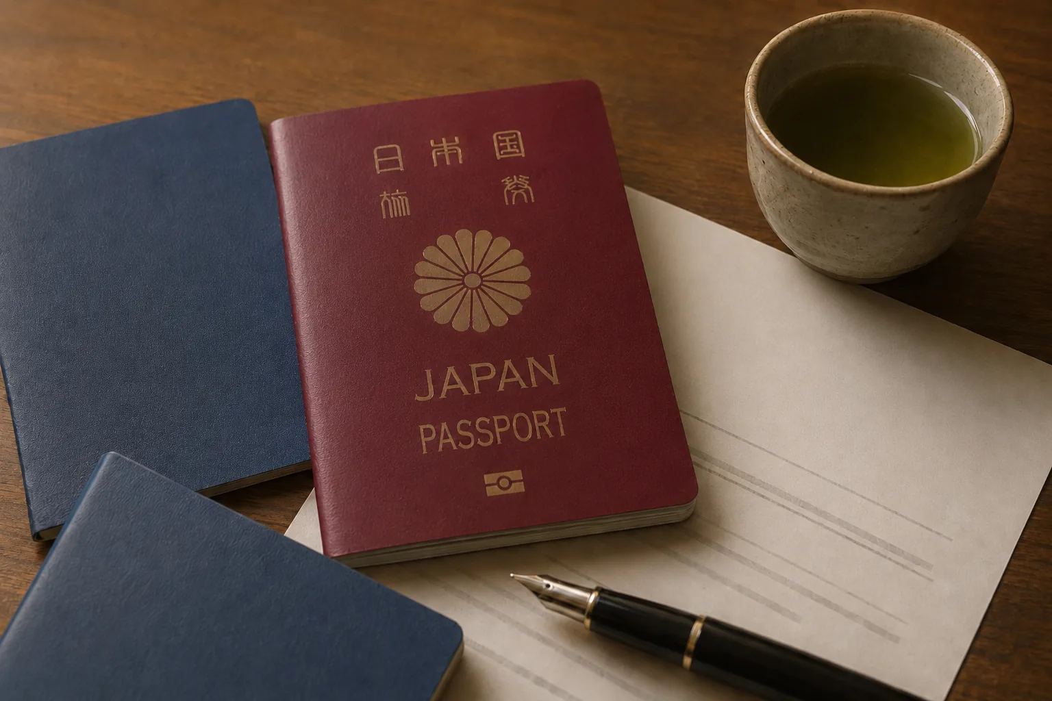 パスポートと労働許可証・契約書の手元