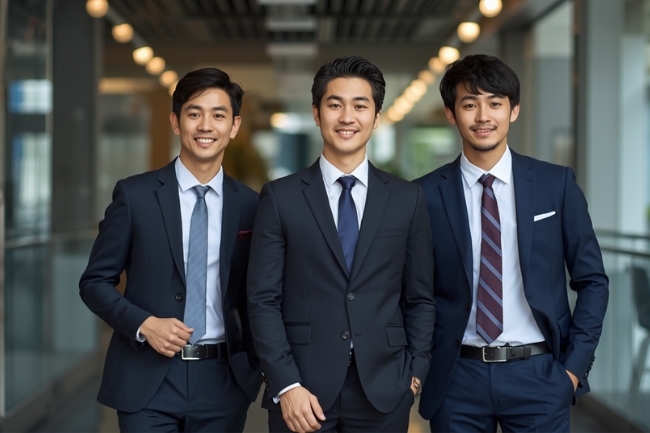 バンコクのビジネス街と大学卒業生のイメージ