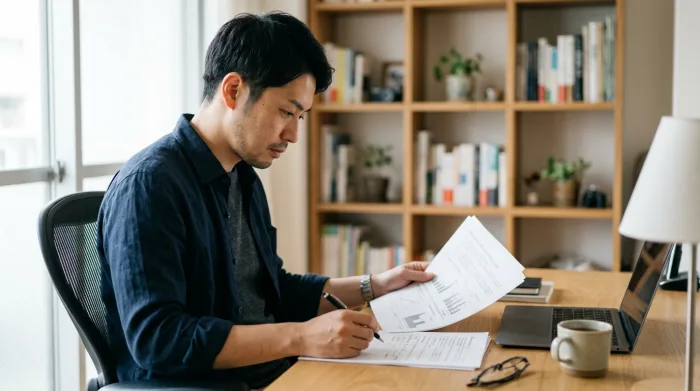 履歴書を書く様子