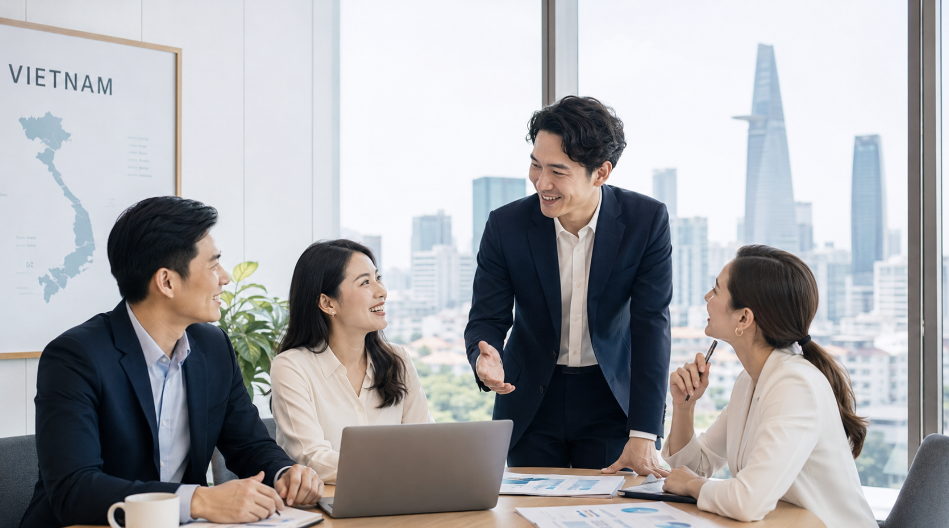 多文化環境での柔軟な適応力を示すビジネスシーン