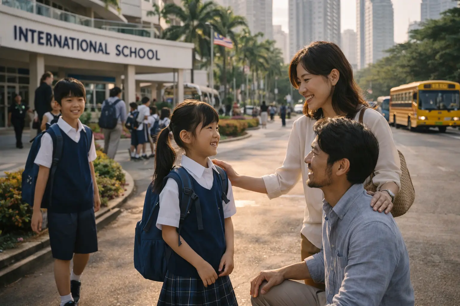 タイのインターナショナルスクールに通う子どもを持つ40代家族のイメージ