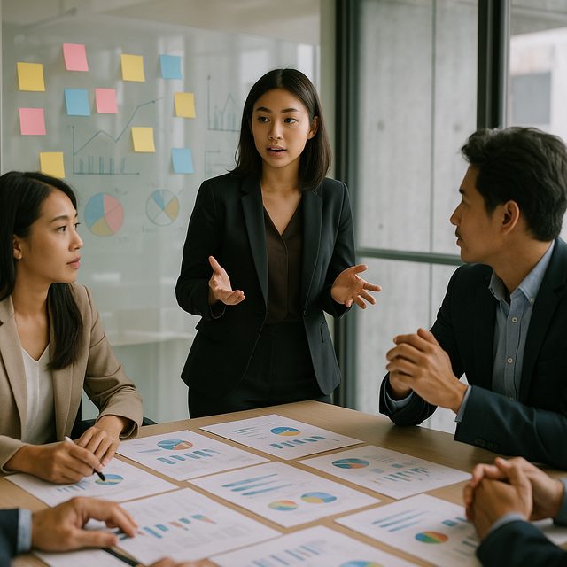 タイ企業の会議室で企画ミーティングを行うビジネスパーソン