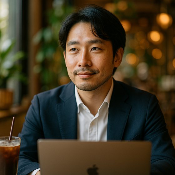 バンコクのカフェで求人を探す日本人ビジネスパーソン