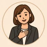 胸に手を当てて丁寧に説明するキャリアアドバイザー（女性）