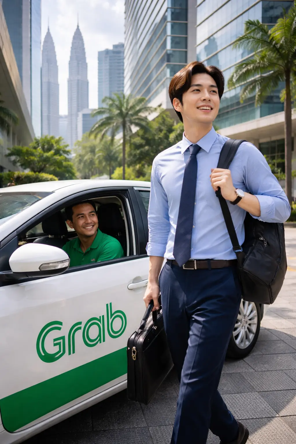 マレーシアでGrab通勤する様子