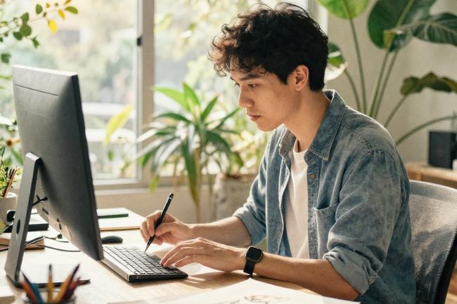 バンコクの都市風景と働く人々