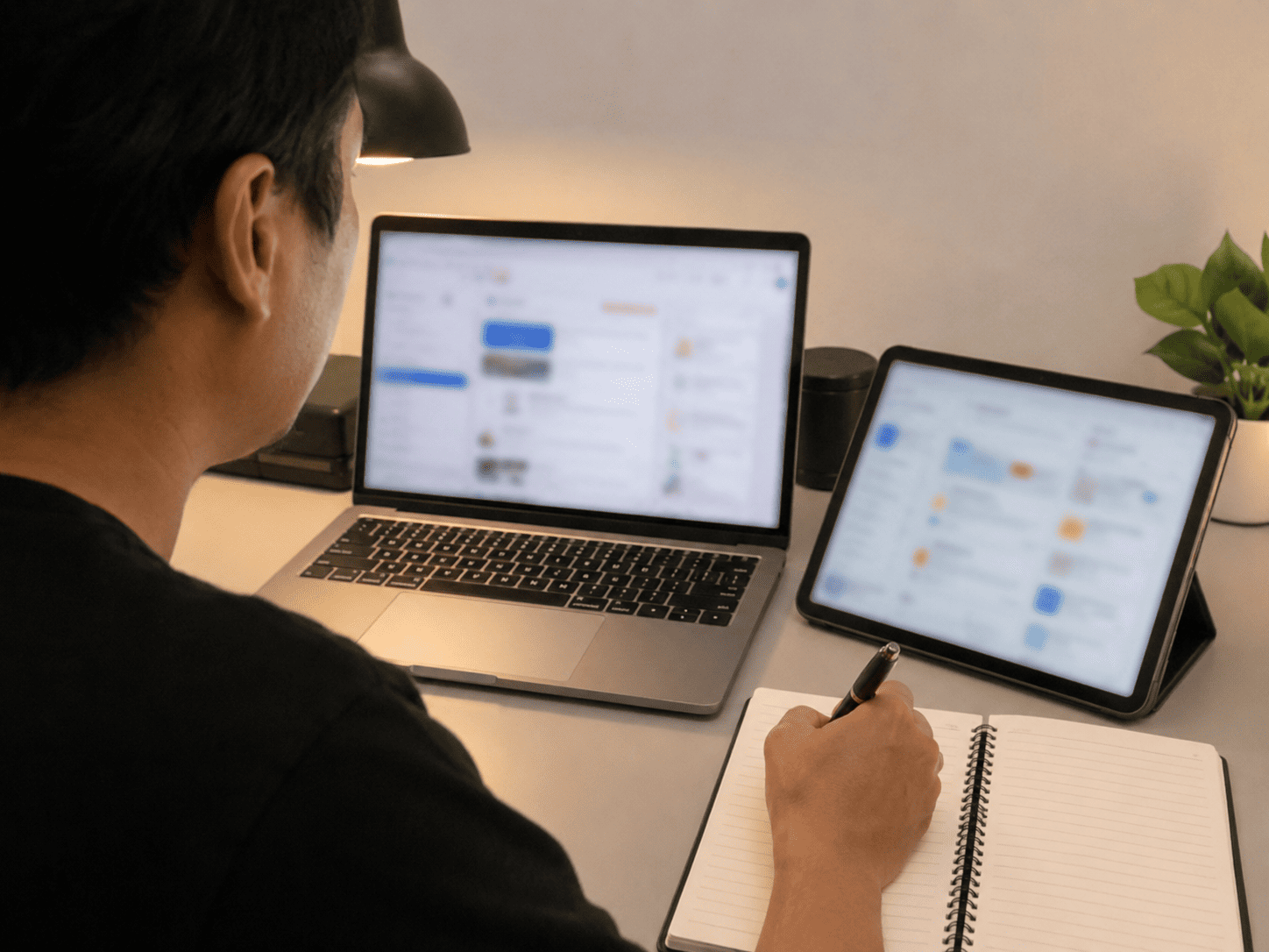 求人サイトの比較検討をする様子
