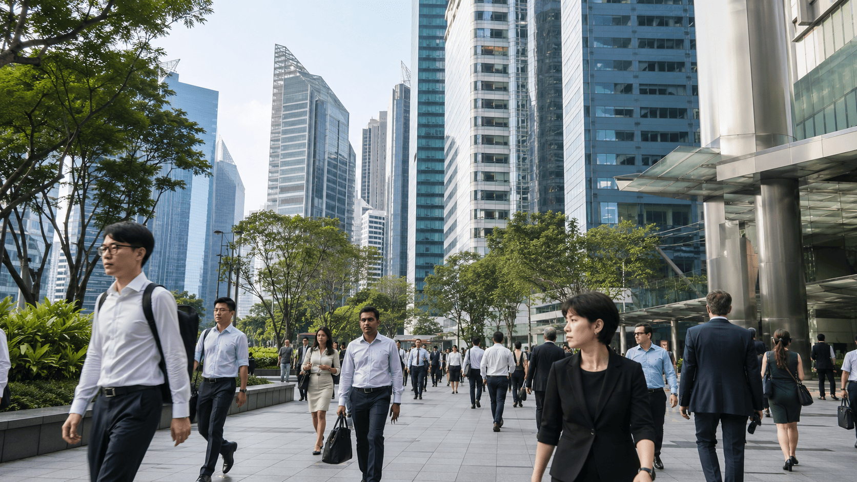 シンガポールのビジネス街と多国籍企業が集まるオフィスビル群
