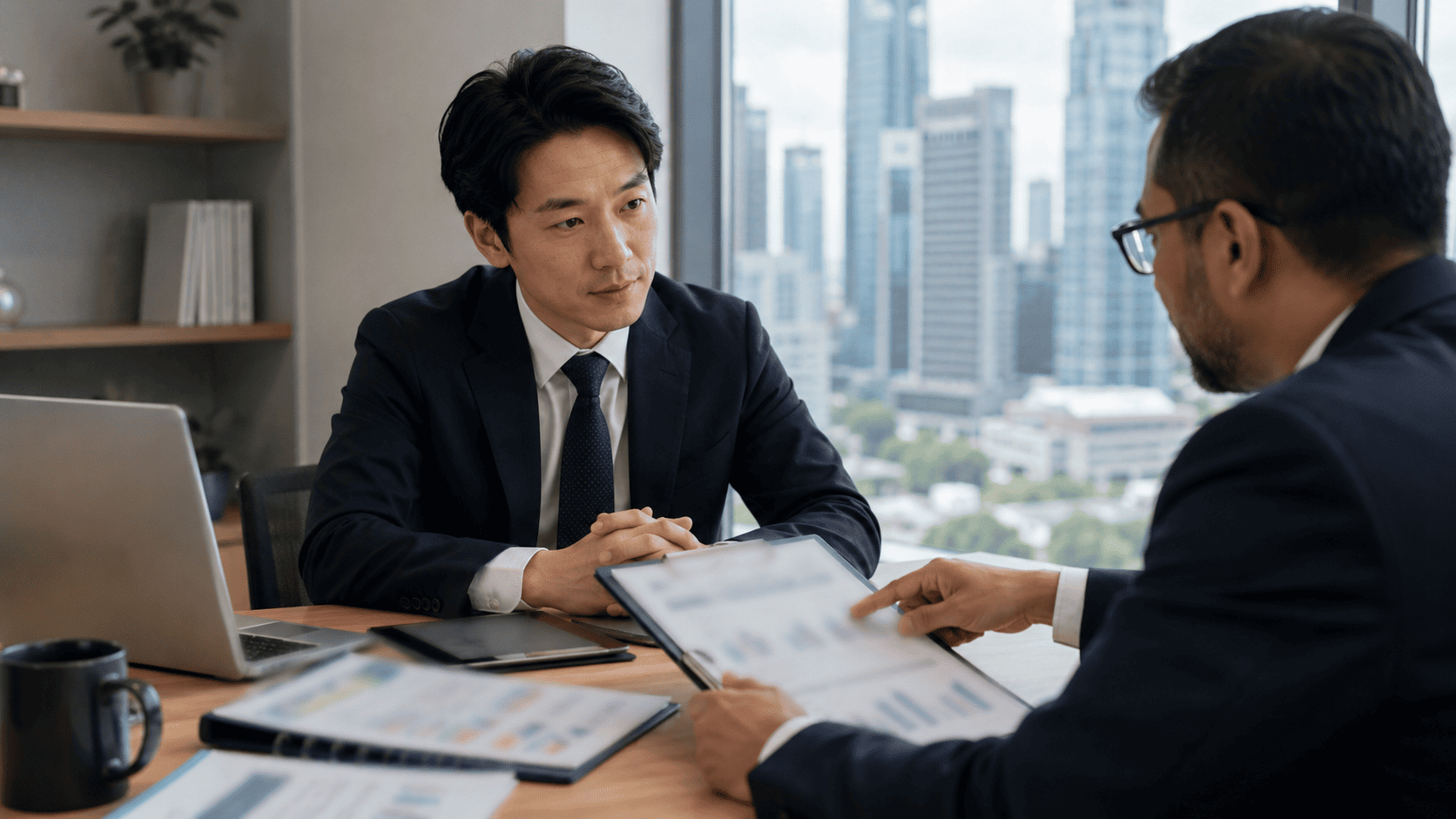 試用期間中の業務評価を行うシンガポールのオフィス