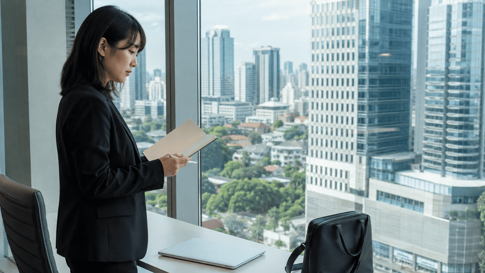 転職ステップを検討するビジネスパーソン