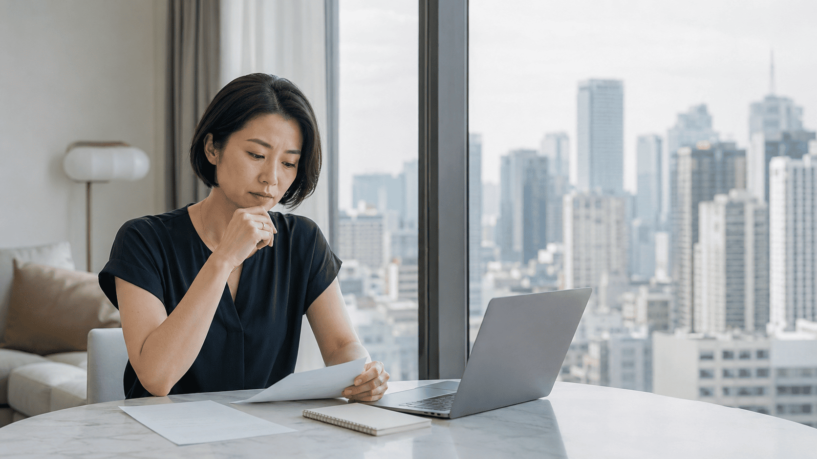 求人情報を比較検討する様子