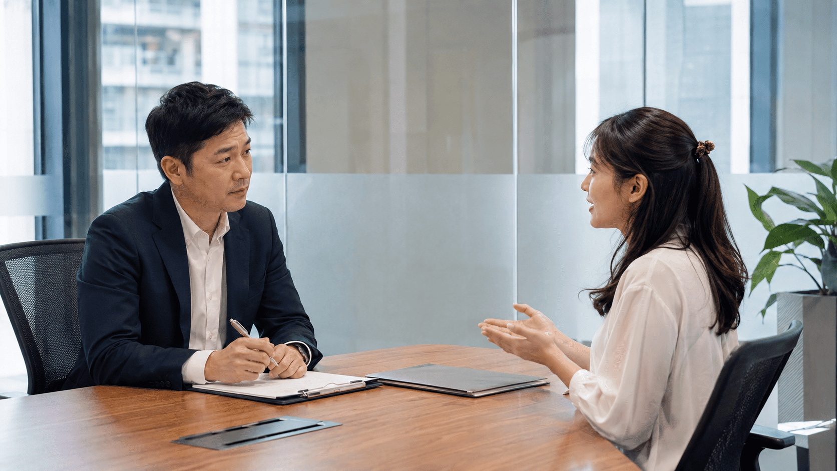 ベトナムの日系企業で採用面接を行う人事担当者