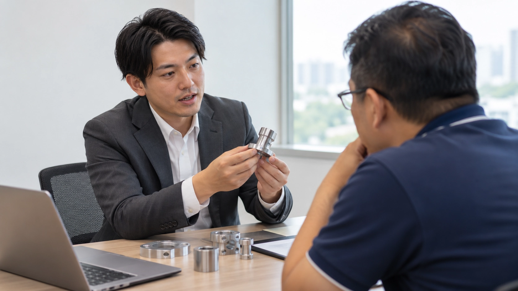 取引先と打ち合わせをする技術営業