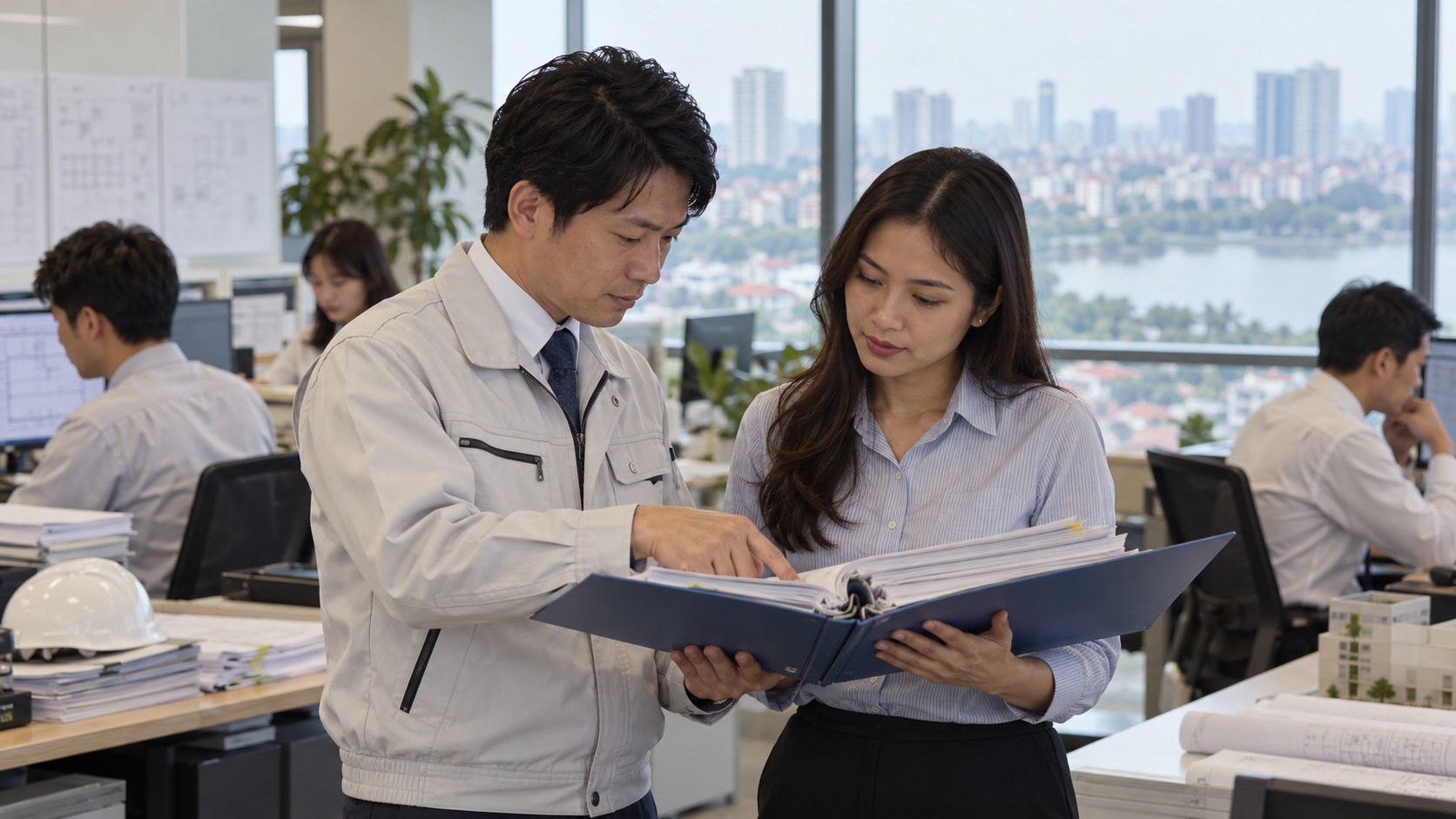 ハノイの7件は、設備3件・設計内装3件・管理部門1件のイメージ
