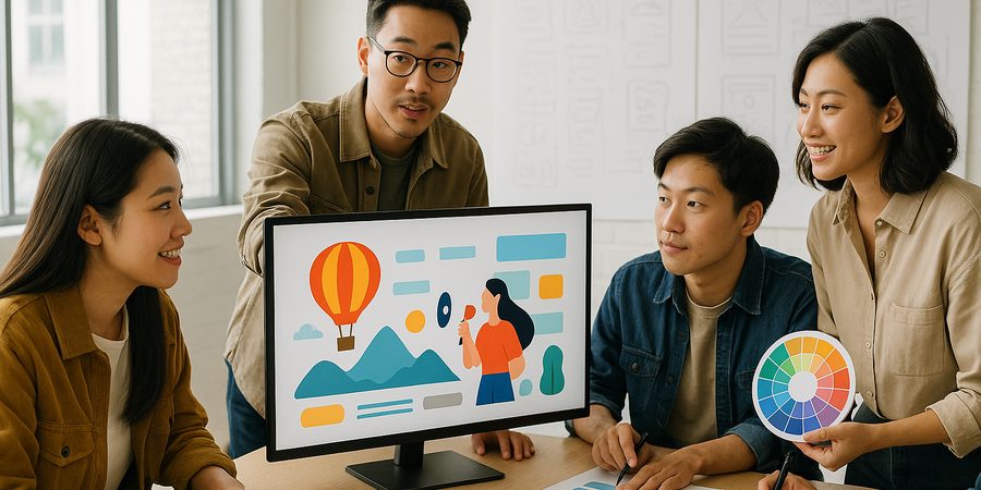 アジアの広告代理店でクリエイティブ提案をする多国籍チーム