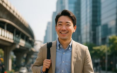 バンコクの街を歩く日本人ビジネスパーソン