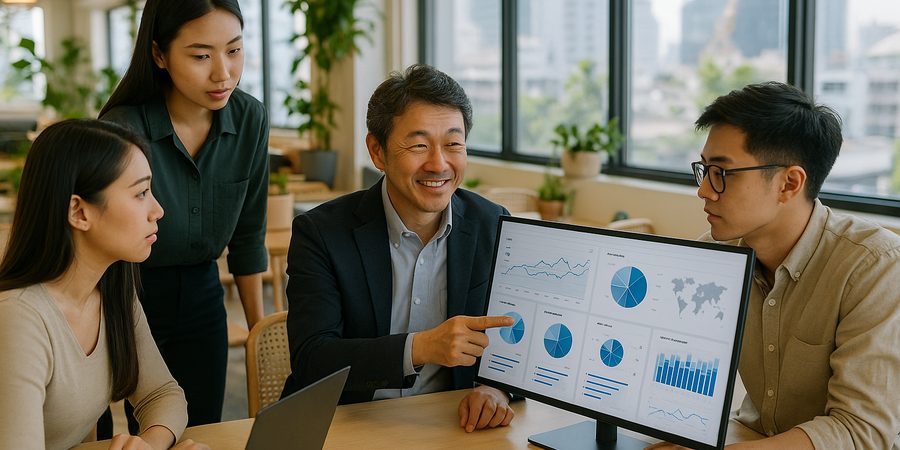 バンコクのデジタルマーケティングチームが協力する様子