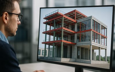 BIMソフトウェアで設計を確認する建設エンジニア