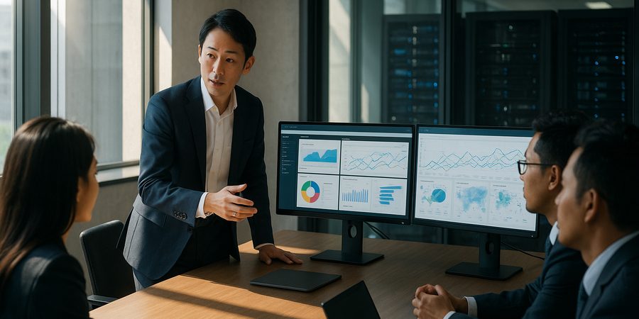 AIダッシュボードをデモするプリセールスエンジニア