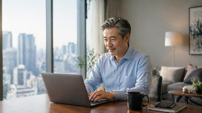 海外転職の5ステップに臨むシニア男性