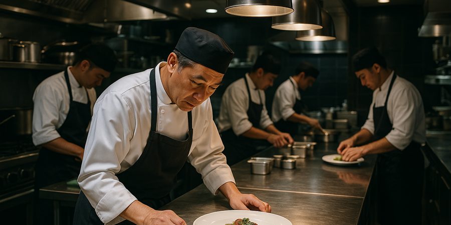 シンガポールの高級日本食レストランの厨房