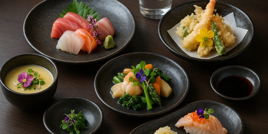 アジアの高級日本食・懐石料理の盛り付け