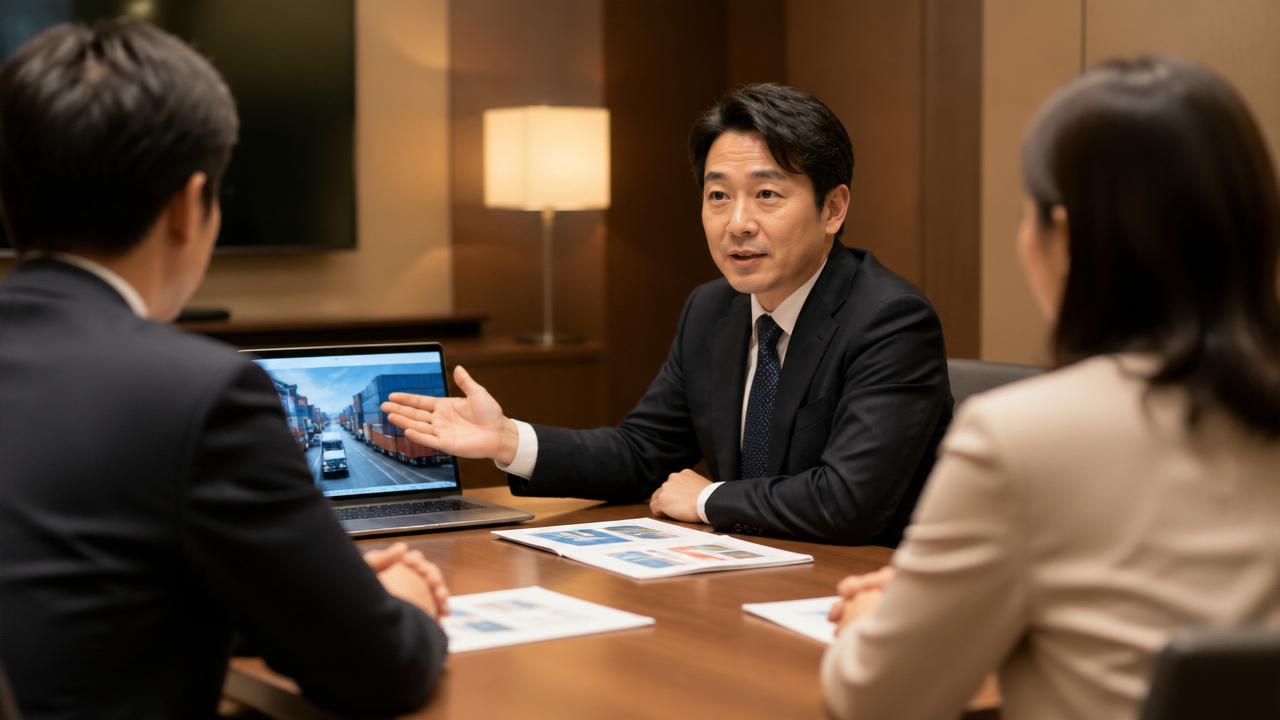 商談シーンで提案する物流営業のイメージ