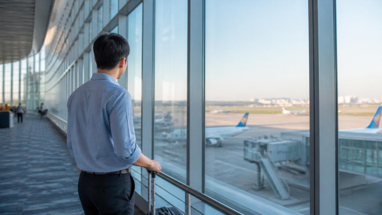 海外転職に向けて出発する若手ビジネスパーソン
