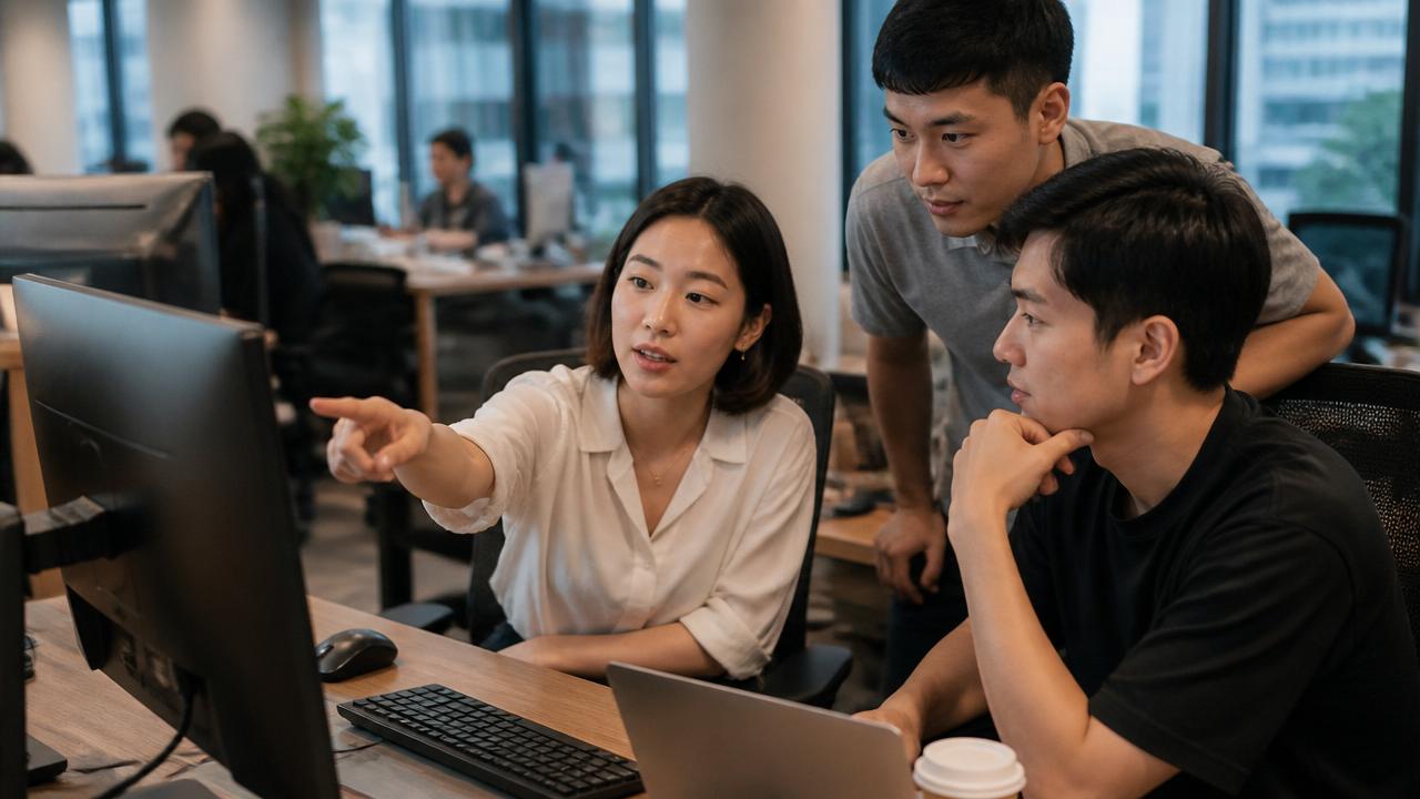 ベトナムのオフィスで開発チームに指示を出す日本人ブリッジSE